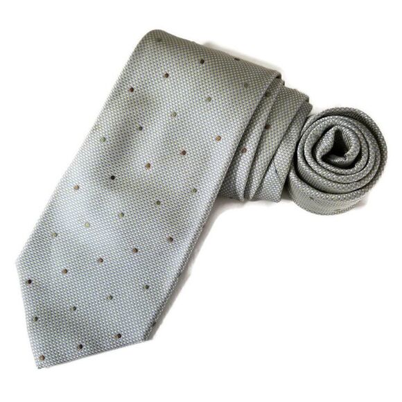 Borrelli Napoli Mens Luxury 7 Fold Gray Yellow Silk Made in Italy Neck Tie - Picture 2 of 10